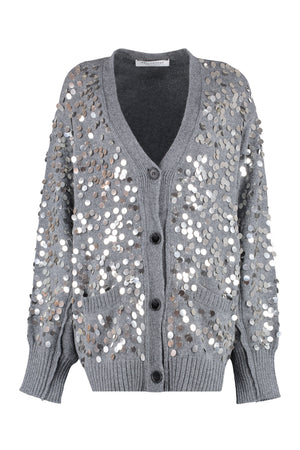 Cardigan in lana con paillettes-0